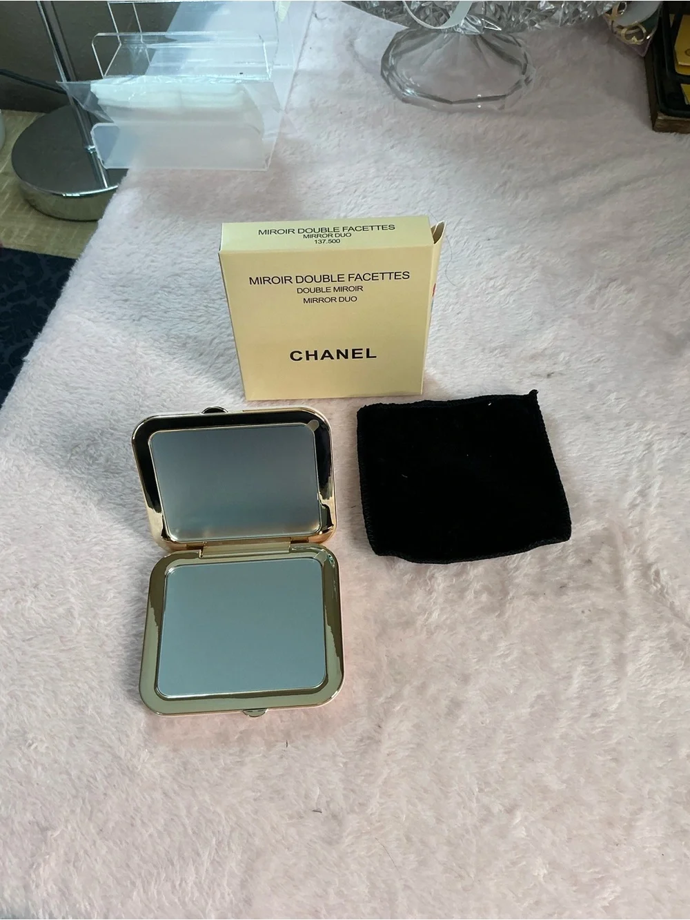 Chanel Beauty Pink Quilted Double-Sided Mirror Box Pouch